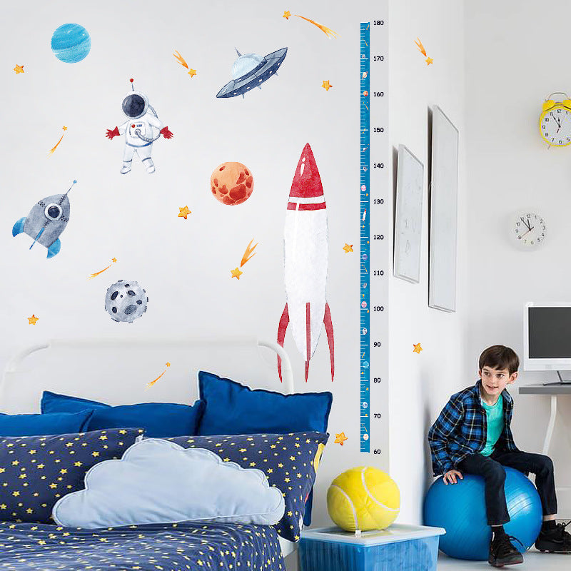 Space Rocket Height Stickers for Children's Room Decor