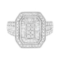 .925 Sterling Silver Round and Baguette Diamond Cathedral Ring (0.75 Cttw, H-I Color, I2-I3 Clarity) - Size 6