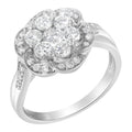 14K White Gold Floral Cluster Diamond Ring (1.0 Cttw, H-I Color, SI2-I1 Clarity) - Size 7-1/2