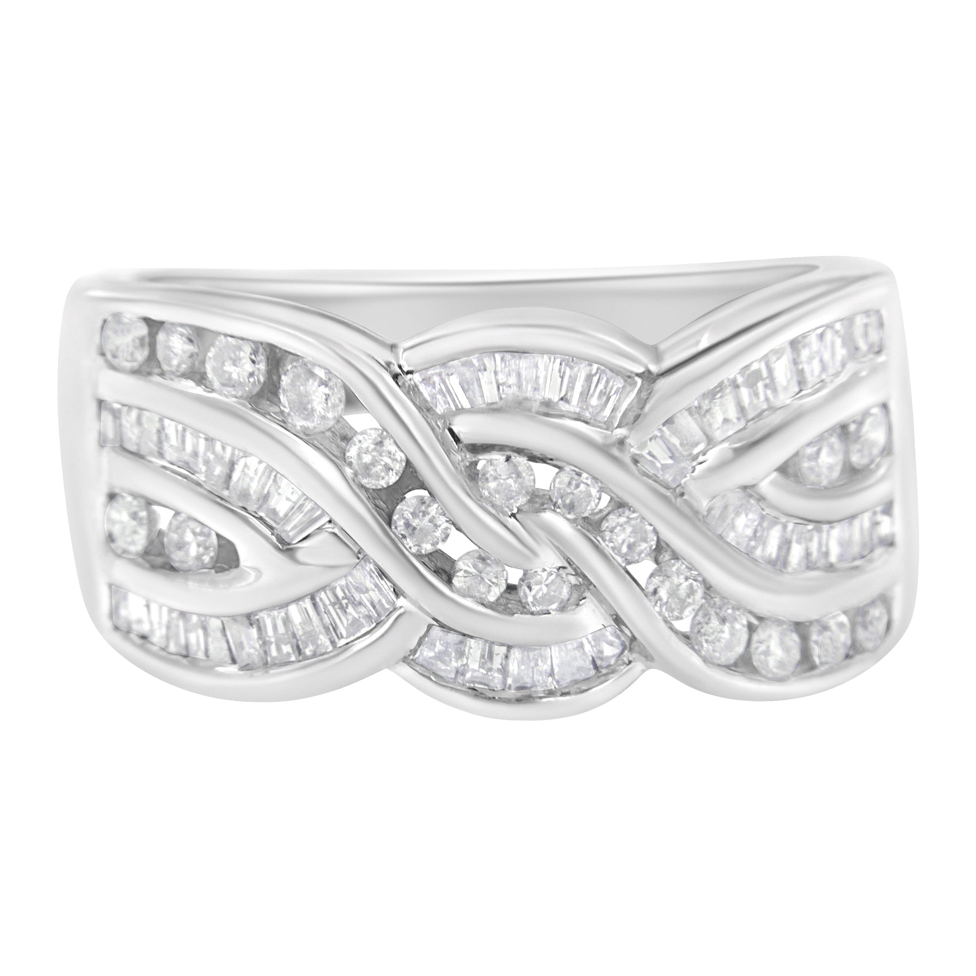 10K White Gold Diamond Bypass Ring (1 Cttw, H-I Color, I1-I2 Clarity) - Size 7