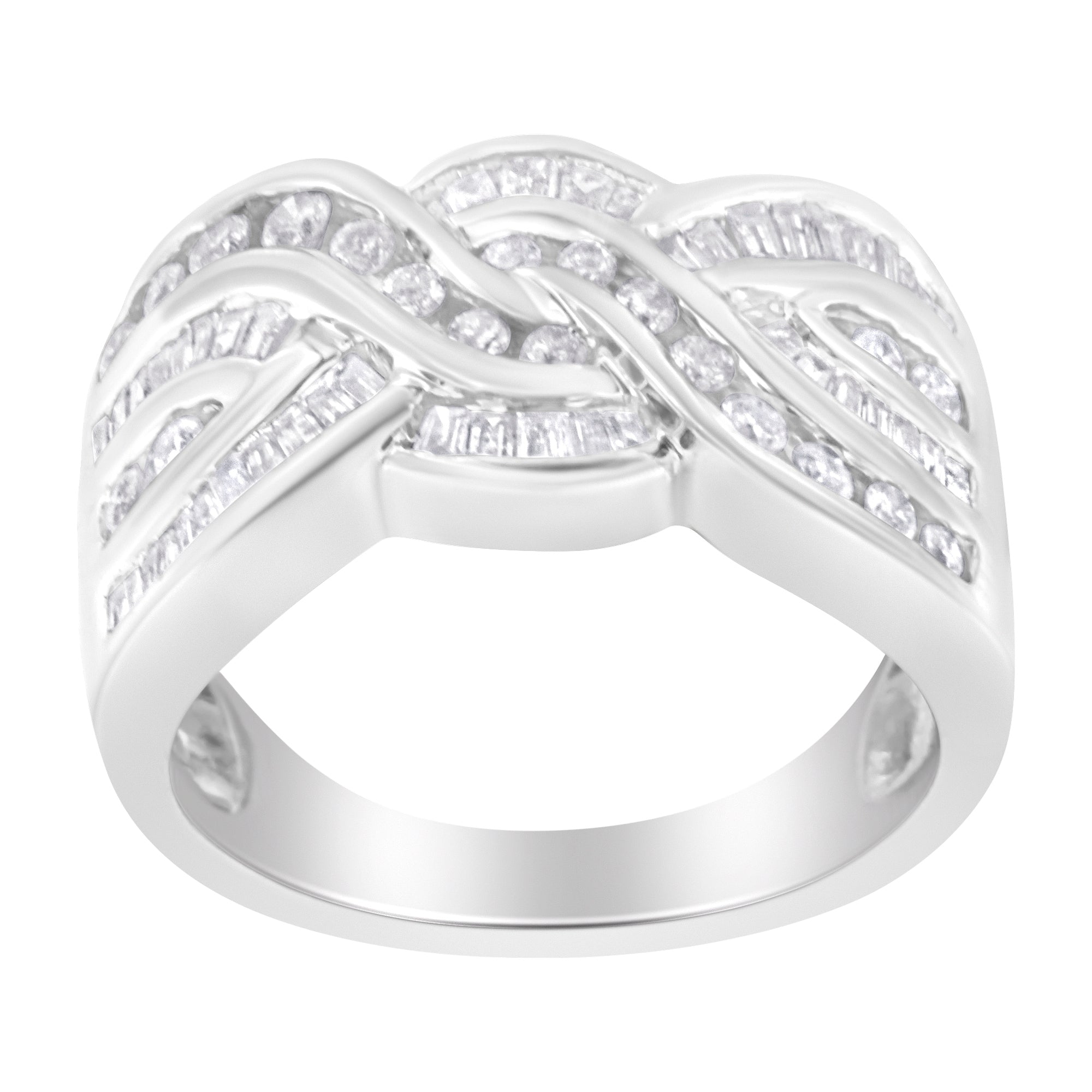 10K White Gold Diamond Bypass Ring (1 Cttw, H-I Color, I1-I2 Clarity) - Size 7