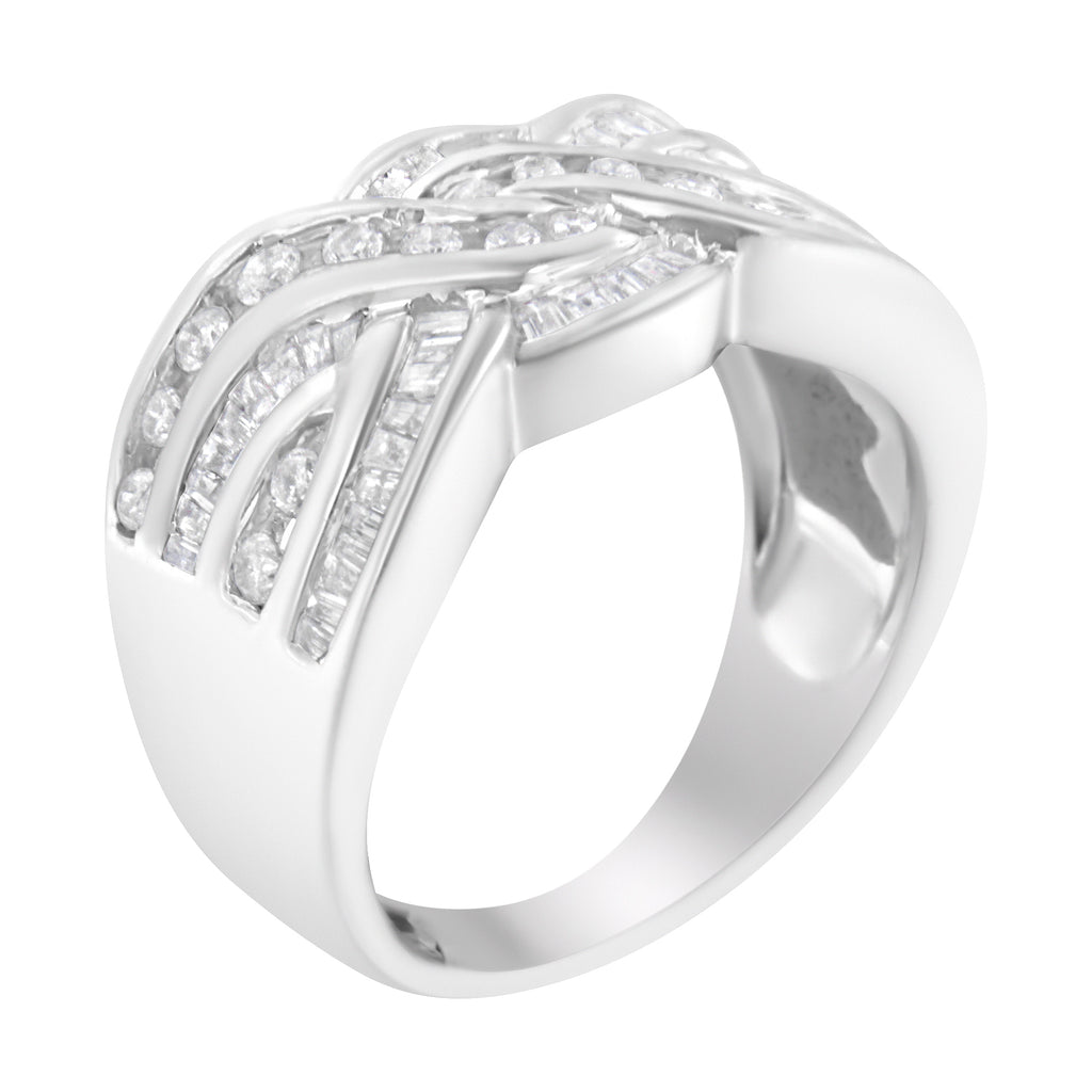 10K White Gold Diamond Bypass Ring (1 Cttw, H-I Color, I1-I2 Clarity) - Size 7