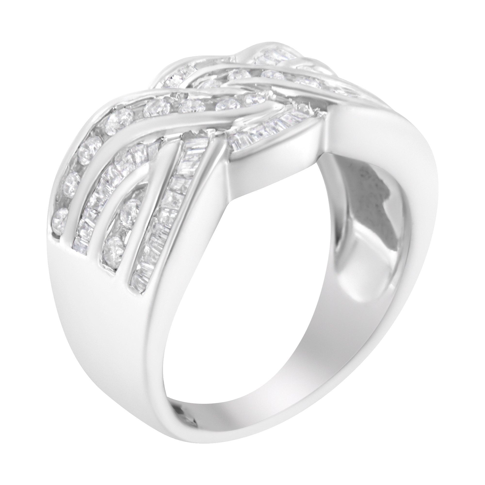 10K White Gold Diamond Bypass Ring (1 Cttw, H-I Color, I1-I2 Clarity) - Size 7