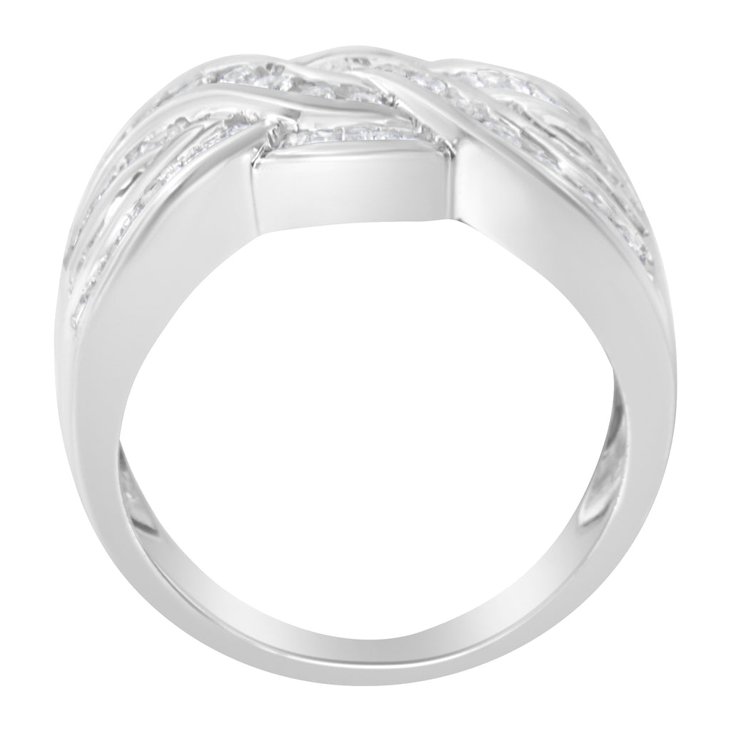 10K White Gold Diamond Bypass Ring (1 Cttw, H-I Color, I1-I2 Clarity) - Size 7