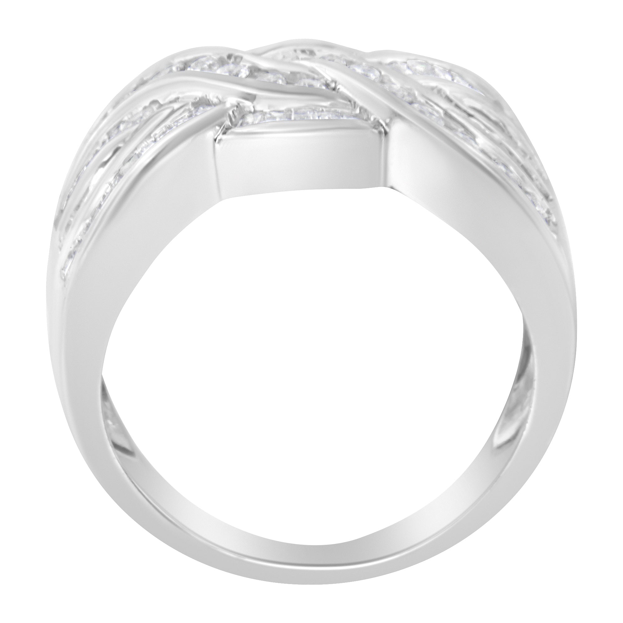 10K White Gold Diamond Bypass Ring (1 Cttw, H-I Color, I1-I2 Clarity) - Size 7