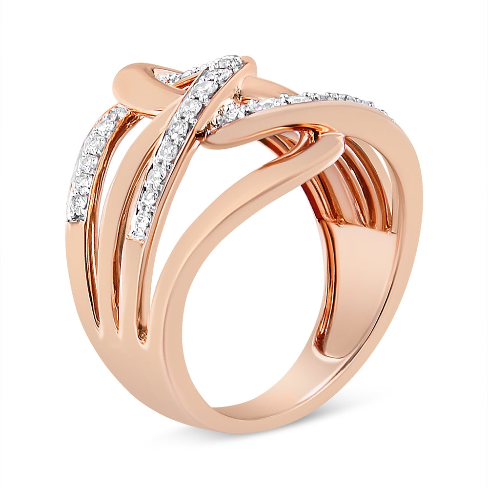 10K Rose Gold 1/2 Cttw Round-Cut Diamond Intertwined Multi-Loop Cocktail Ring (I-J Color, I1-I2 Clarity - Size 6