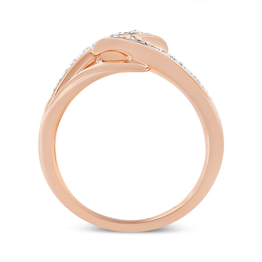 10K Rose Gold 1/2 Cttw Round-Cut Diamond Intertwined Multi-Loop Cocktail Ring (I-J Color, I1-I2 Clarity - Size 6