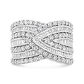 .925 Sterling Silver 2 3/8 Cttw Diamond Multi Row Overlay Band Ring ( J-K Color, I3 Clarity) - Ring Size 6