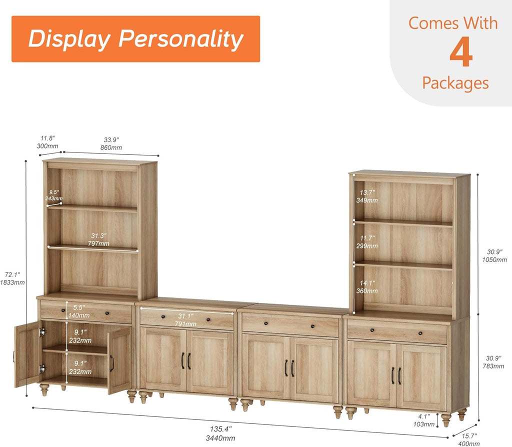Oak Farmhouse Entertainment Center For TVs Up To 75 Inches