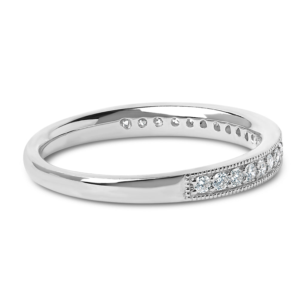 14K White Gold 1/4 Cttw Round Diamond Milgrain Wedding Band (I-J Color, SI2-I1 Clarity) - Size 7