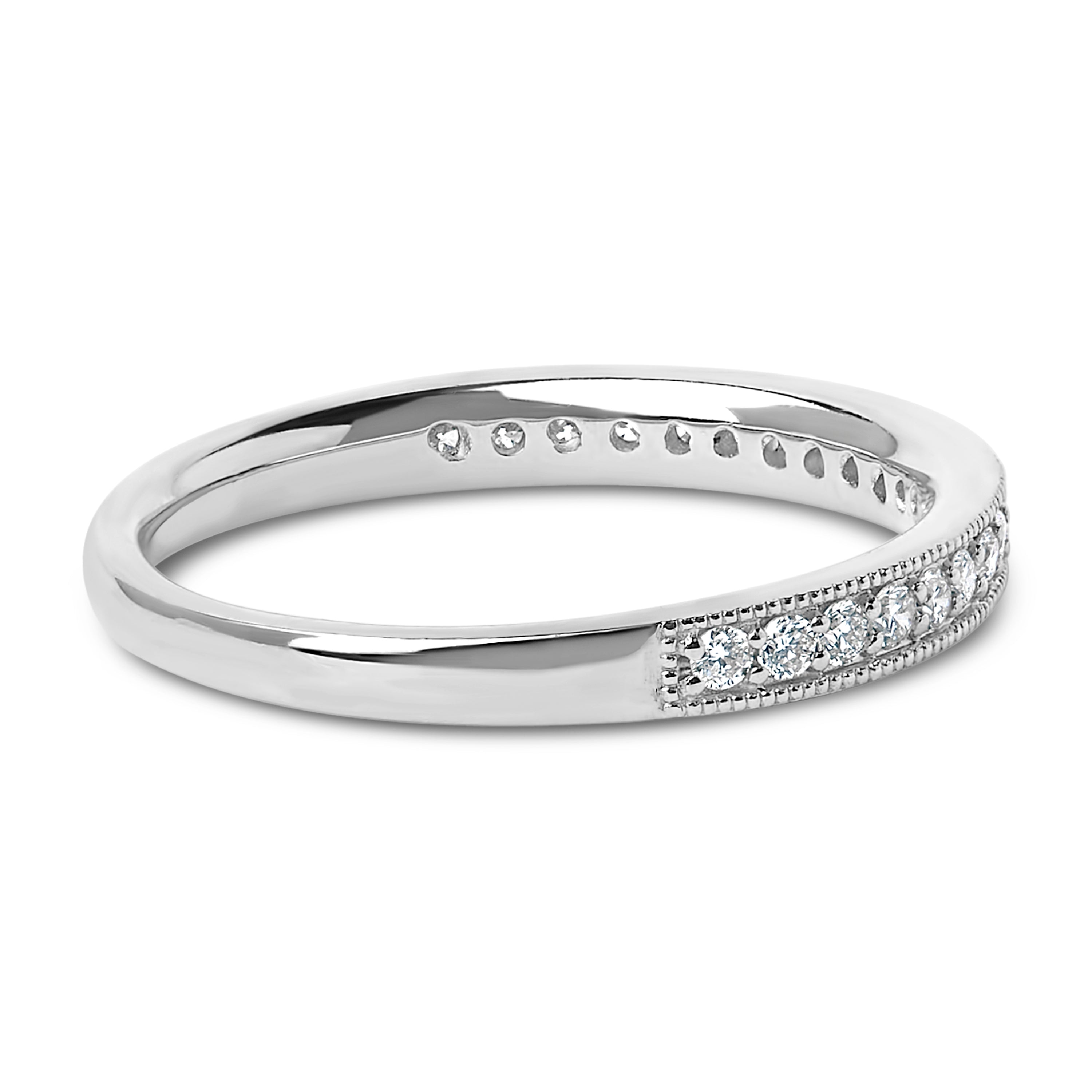 14K White Gold 1/4 Cttw Round Diamond Milgrain Wedding Band (I-J Color, SI2-I1 Clarity) - Size 7