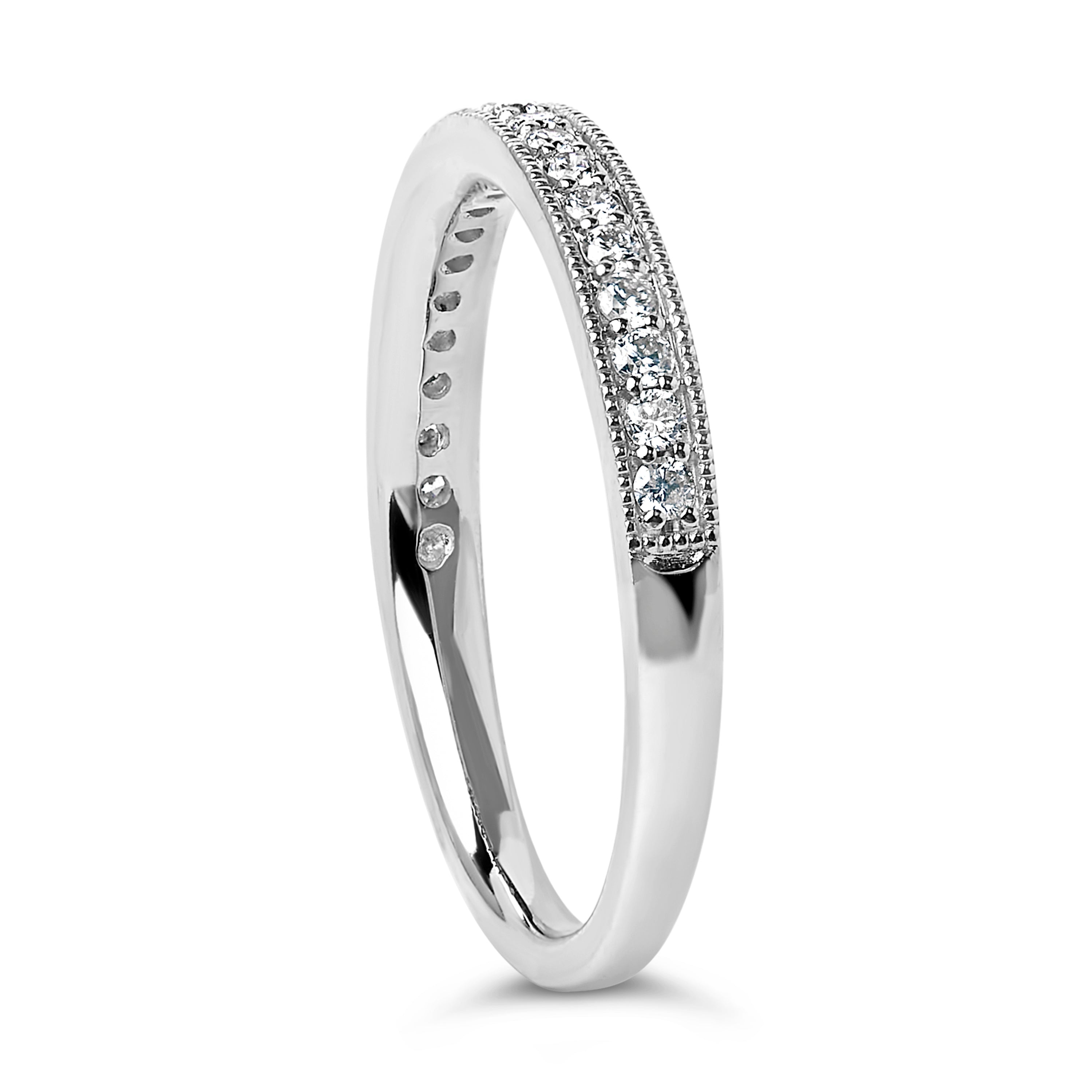 14K White Gold 1/4 Cttw Round Diamond Milgrain Wedding Band (I-J Color, SI2-I1 Clarity) - Size 7