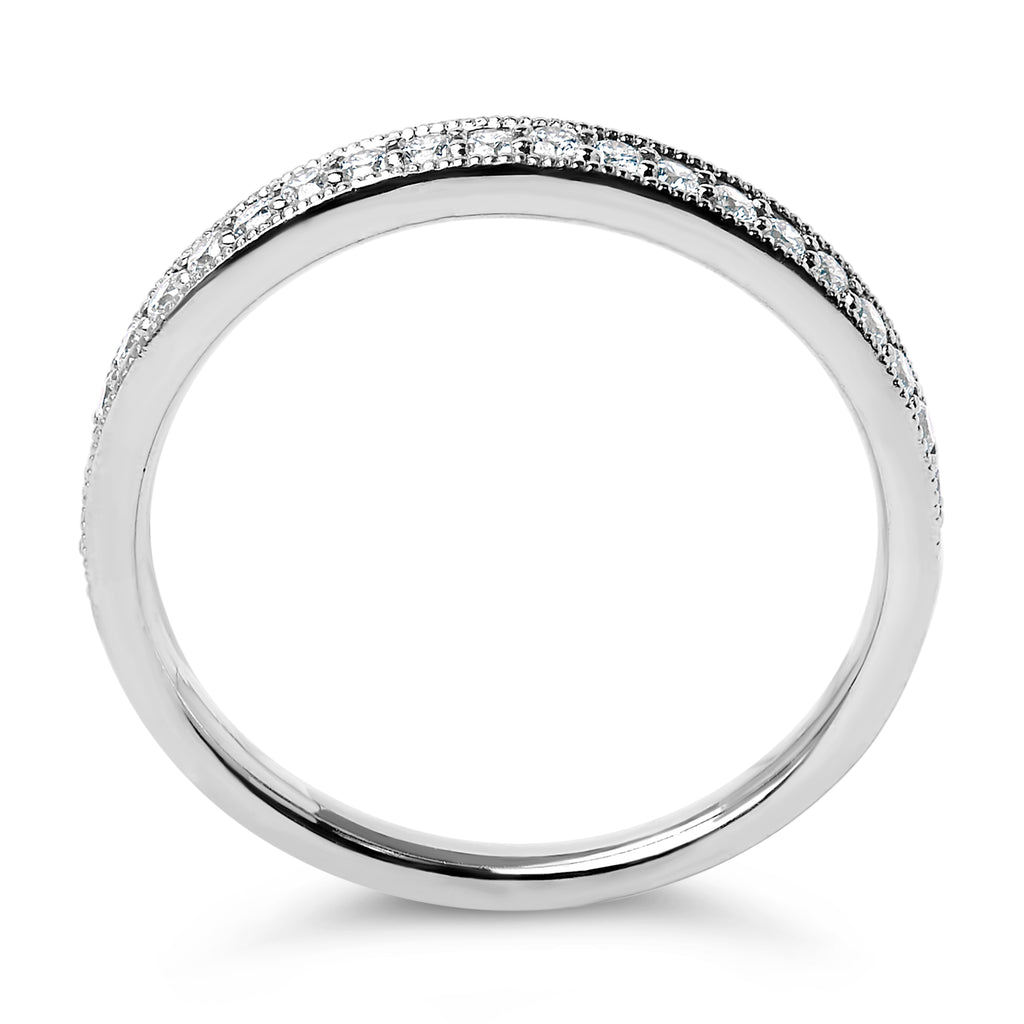 14K White Gold 1/4 Cttw Round Diamond Milgrain Wedding Band (I-J Color, SI2-I1 Clarity) - Size 7