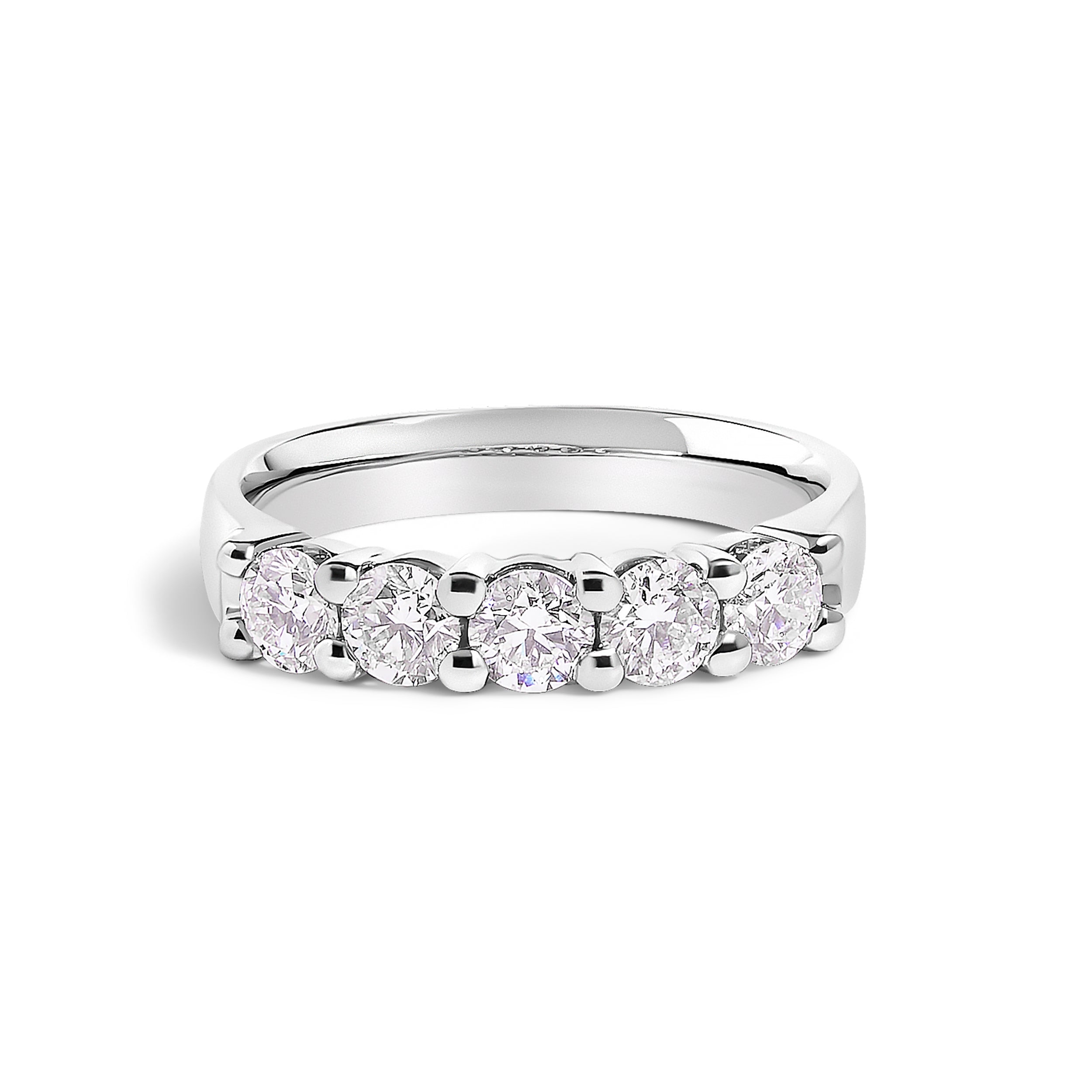 14K White Gold 1.00 Cttw Diamond 5 Stone Band Ring