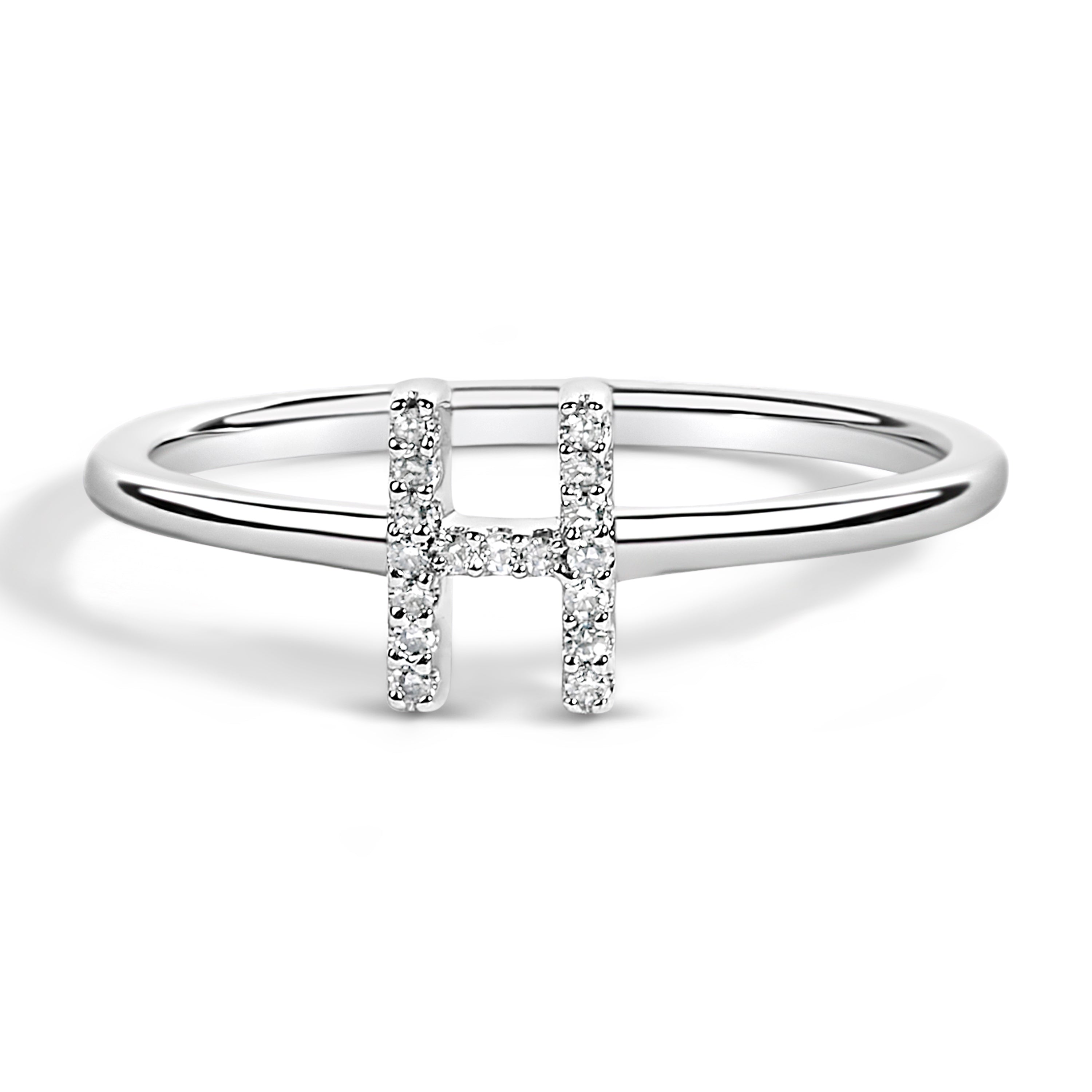 10K White Gold Diamond Accent Initial "H" Ring