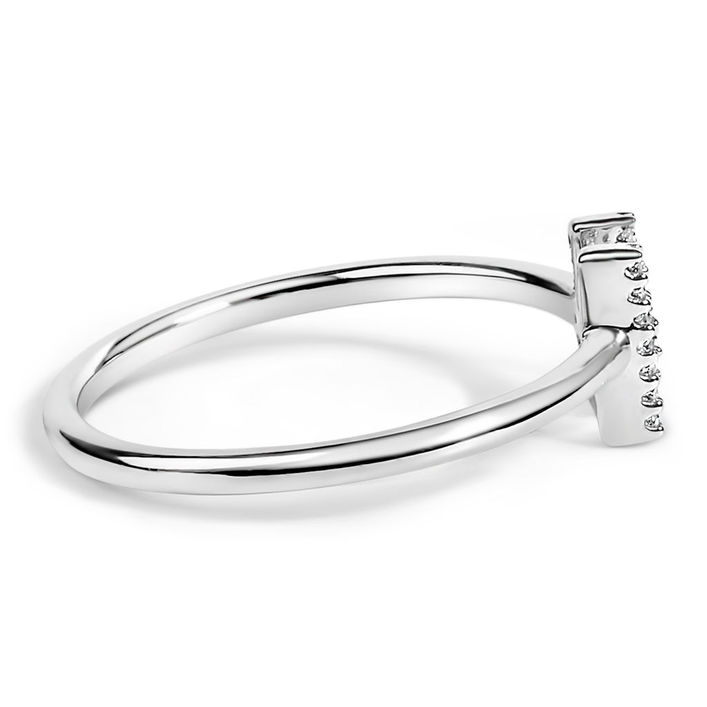 10K White Gold Diamond Accent Initial "H" Ring