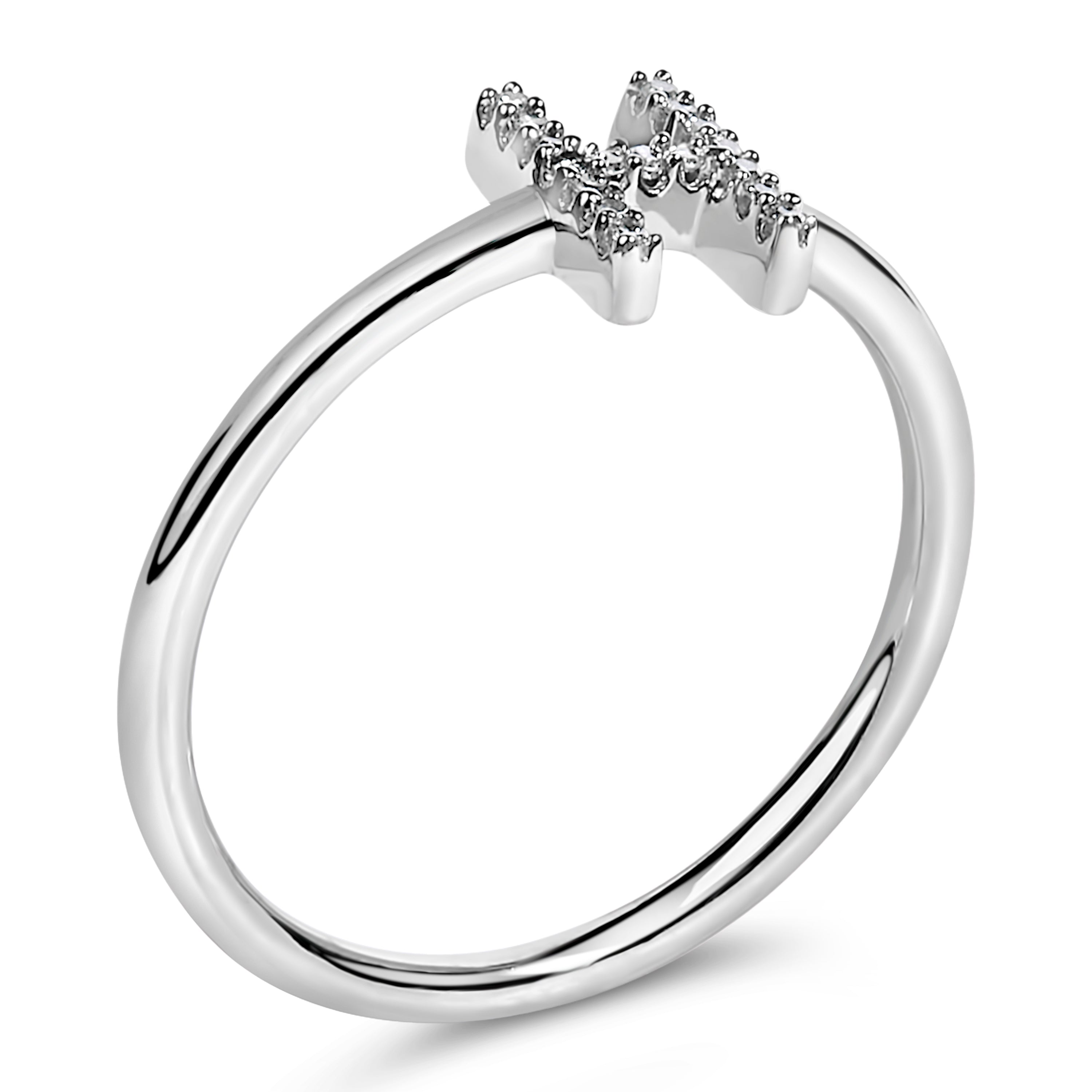 10K White Gold Diamond Accent Initial "H" Ring