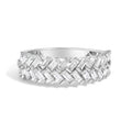 14K White Gold 7/8 Cttw Lab Grown Baguette Weave Design Band Ring