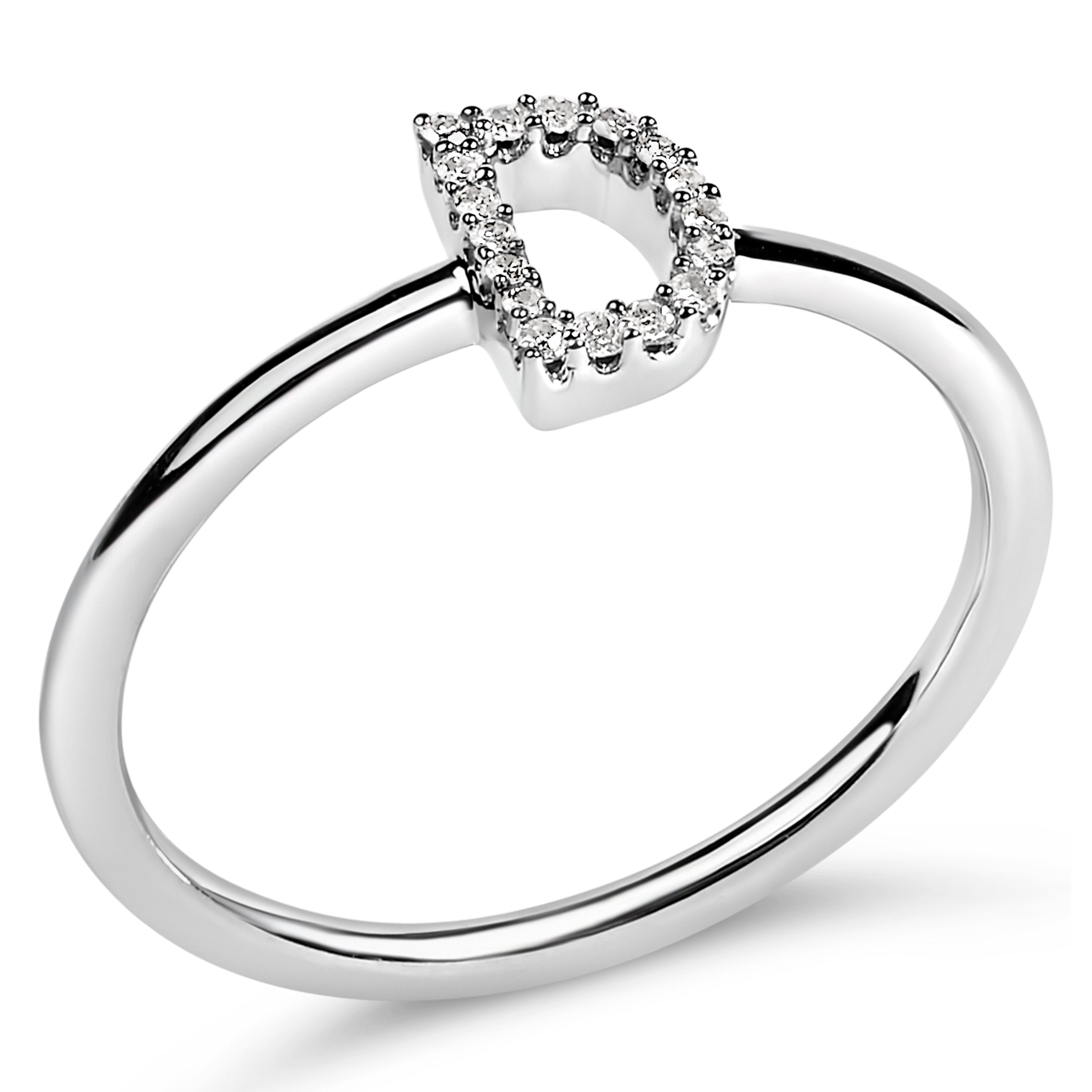 10K White Gold Diamond Accent Initial "D" Ring