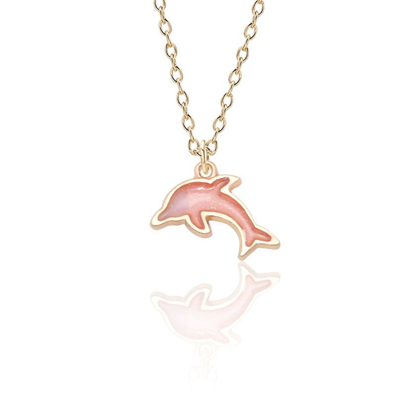Gold Dolphin Pendant Necklace Jewelry