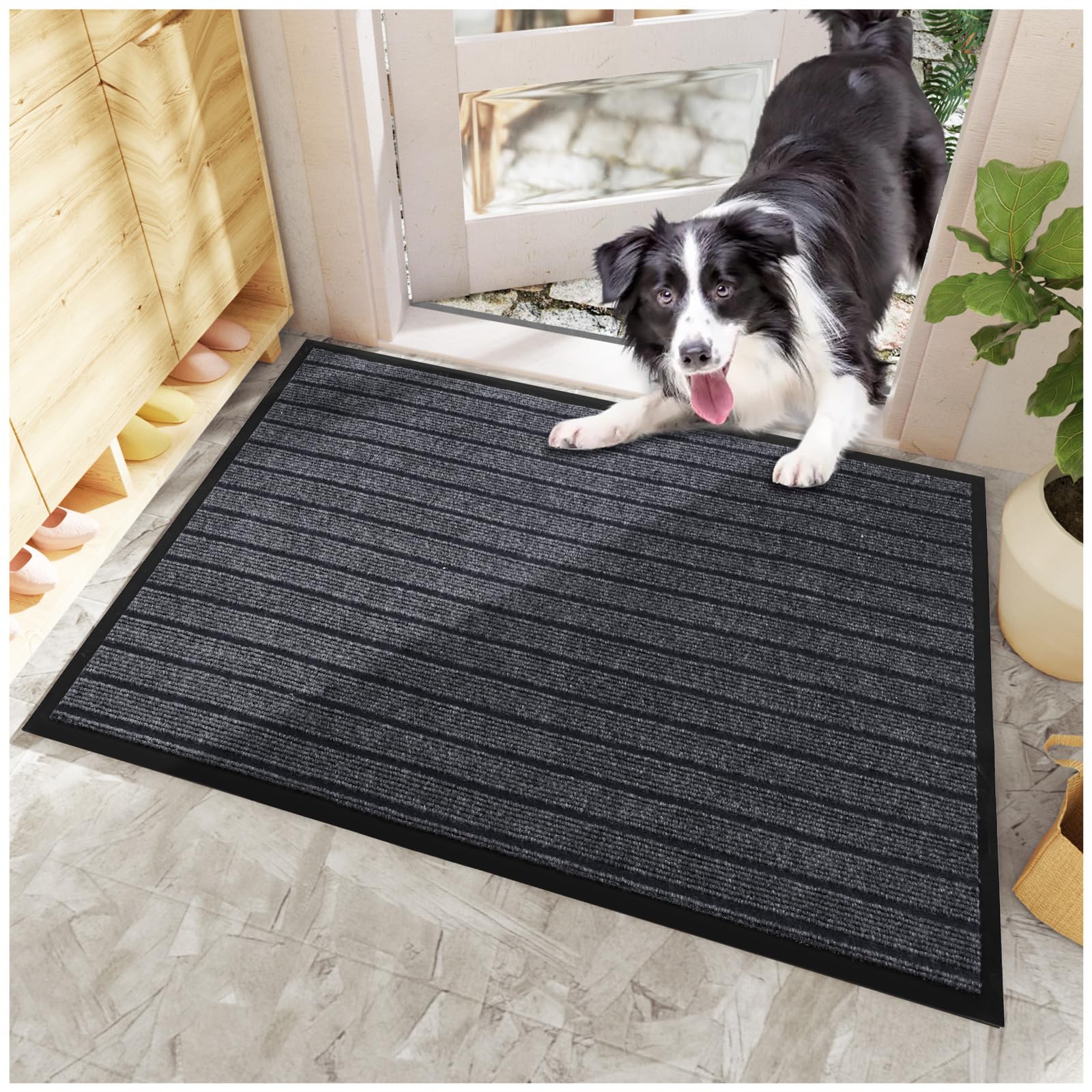 Grey Muddy Paws Non-Slip Door Mat 29"x17"