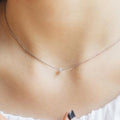 Korean Jewelry, Zirconia Minimalist Necklace