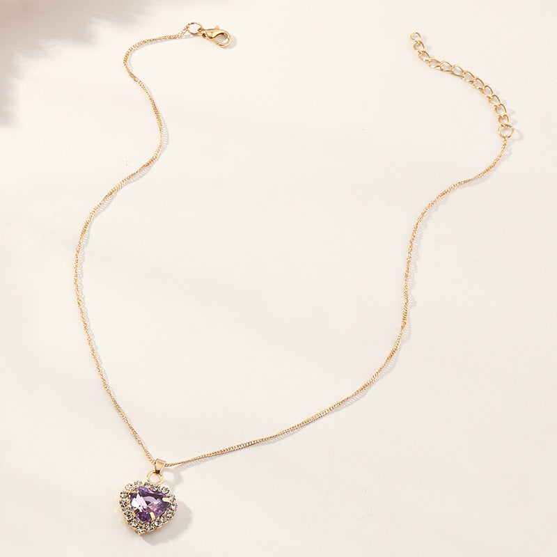 Zircon Glass Love Necklace Simple Clavicle Chain