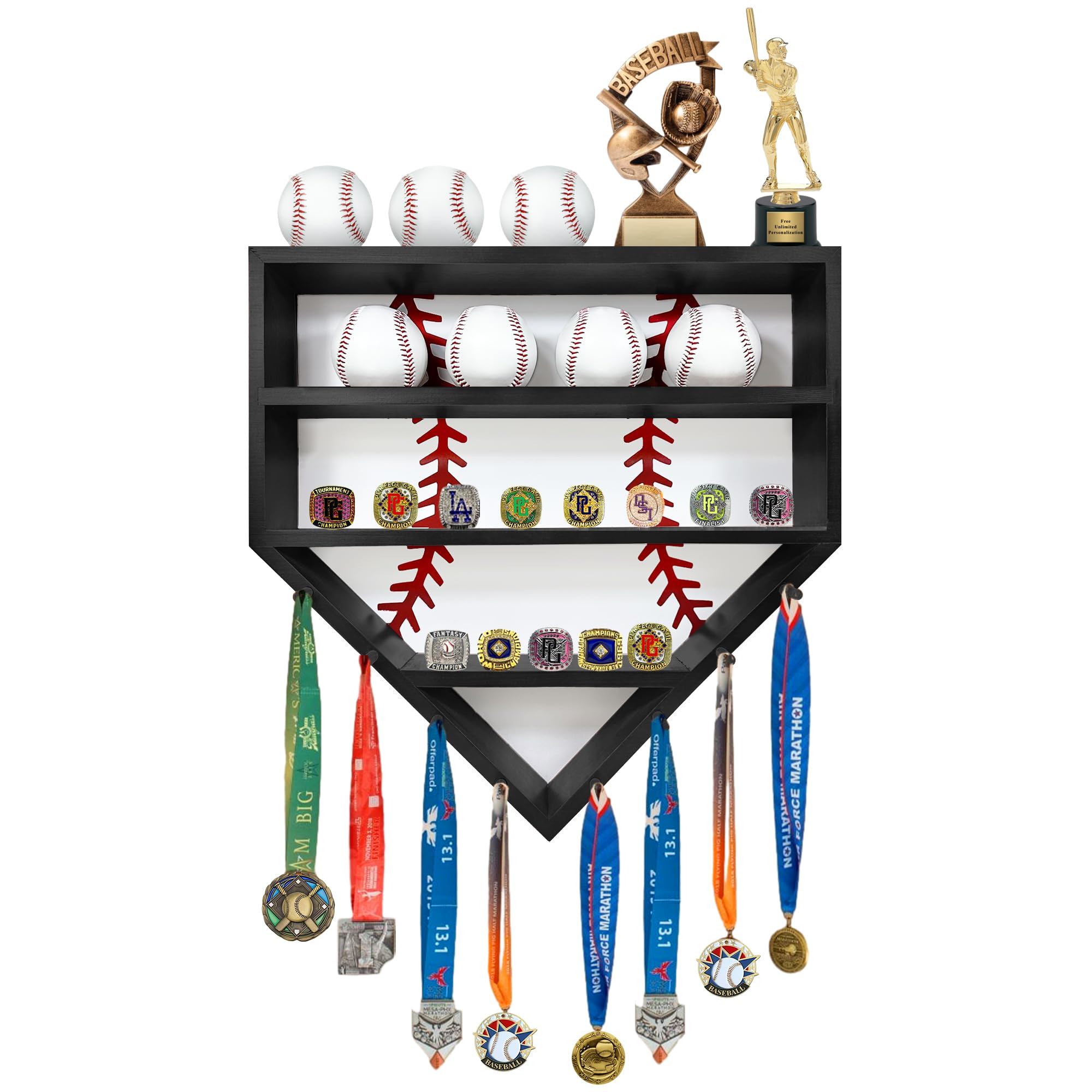 Champion Display Wall Mount Baseball & Ring Holder