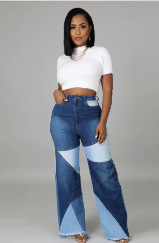 Washed Stitch Women's Denim Trousers for Street Fashion