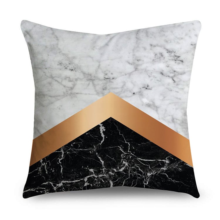 Rose Gold Polyester Pillow Cover with Black Gold Design