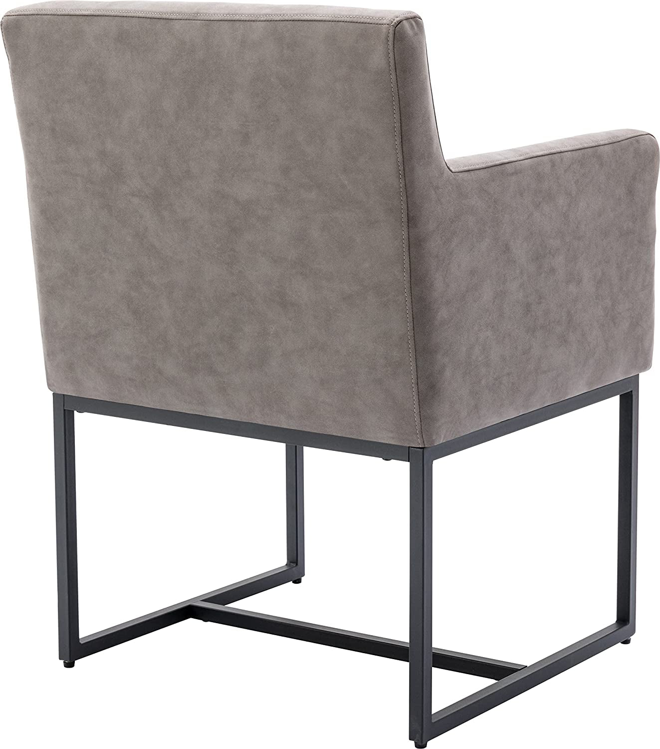 Set Of 4 Grey Upholstered Armchairs With Linen Fabric