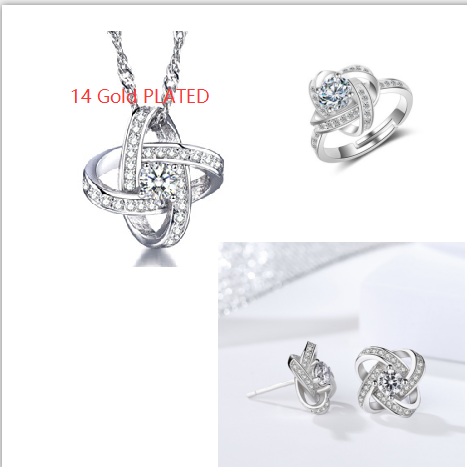 Jewelry Set with Diamonds: Necklace, Bracelet, Earrings