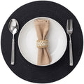 Round Placemats Set of 12 Woven Placemats Washable Braided Table Mats for Dining Table Heat Resistant Non-Slip Circle Place Mats(Black)