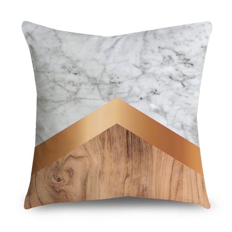 Rose Gold Polyester Pillow Cover with Black Gold Design