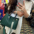 Color: Dark green, Size: S - Ladies lychee pattern leather bag