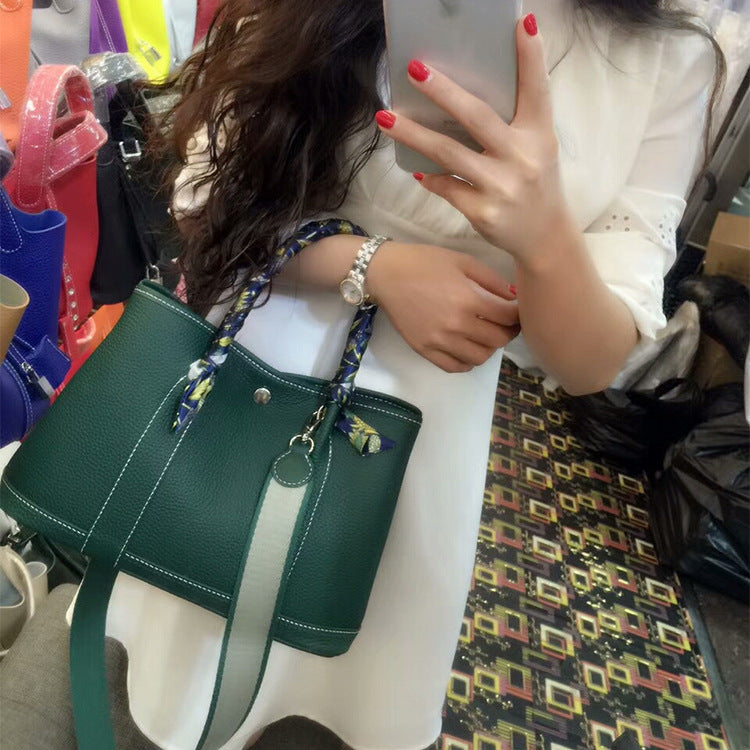 Color: Dark green, Size: S - Ladies lychee pattern leather bag