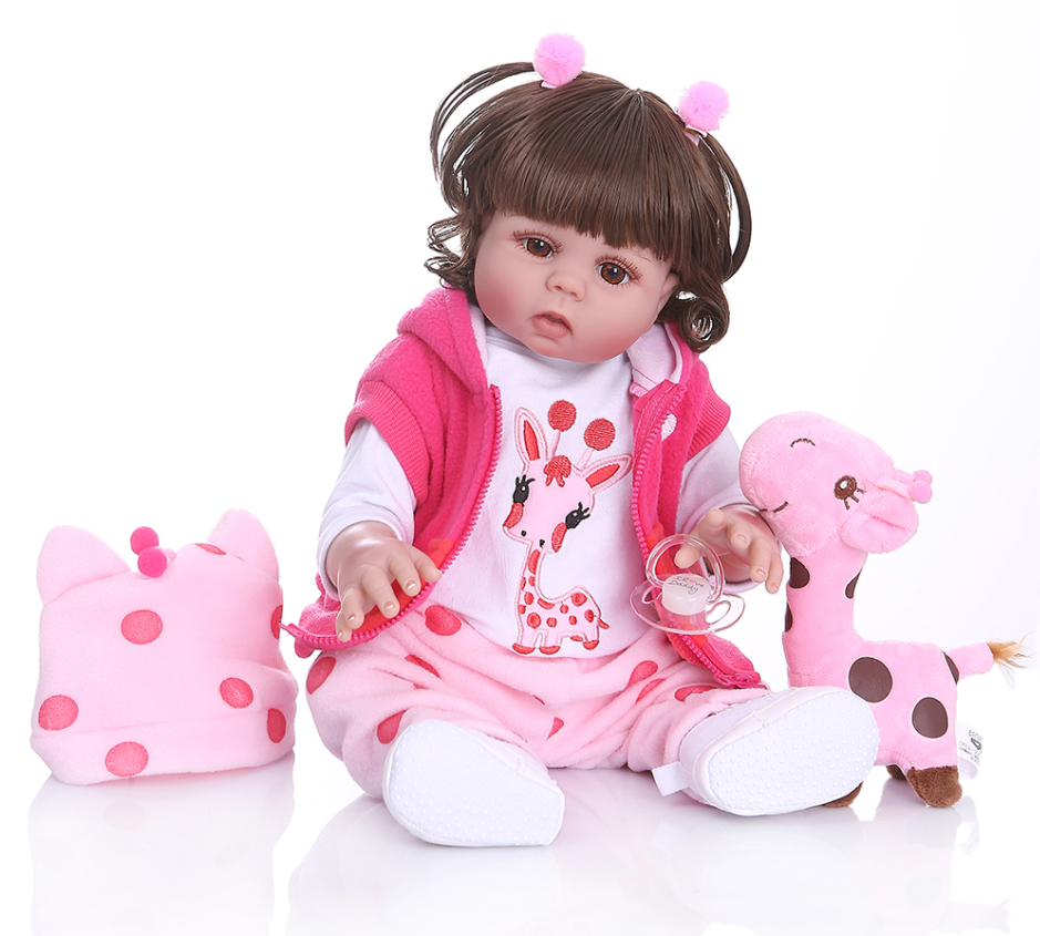 Curly hair 49CM Bebe Doll Reborn Toddler  Full Body Silicone