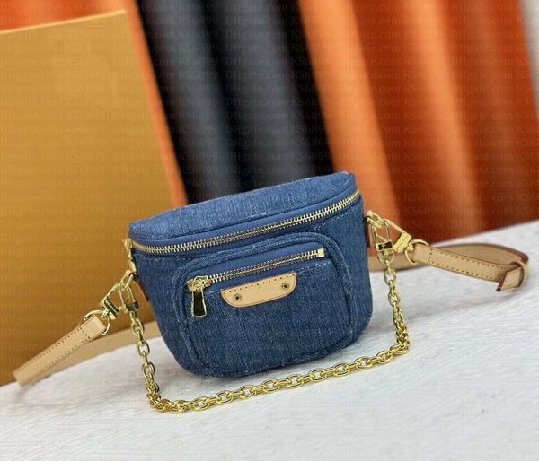 Color: #16 Coin Purses 12x7cm - Adult: yes - Designer Belt Bag Blue Denim Mini Bumbag Men Fanny Packs Women Luxury Waist Bags Cross Body Pouch Designers Jeans Bum Bag Denim Flower Handbags