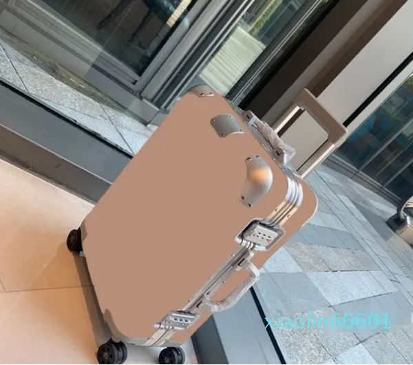 Color: Silver - 9a suitcase Joint development designer Fashion bag Boarding box large capacity travel leisure holiday trolley case aluminum magnesium alloy