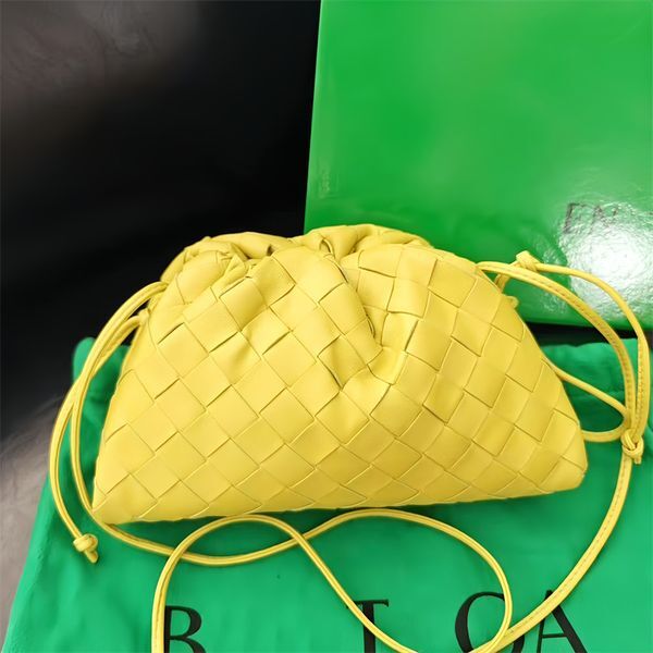Color: Gold - 10a Top quality luxurys handbags designer shoulder bag womens Leather gold silver woven Mini Pouch bags Coin Purse cosmetic Strap Cross body fashion cloud weave Bags