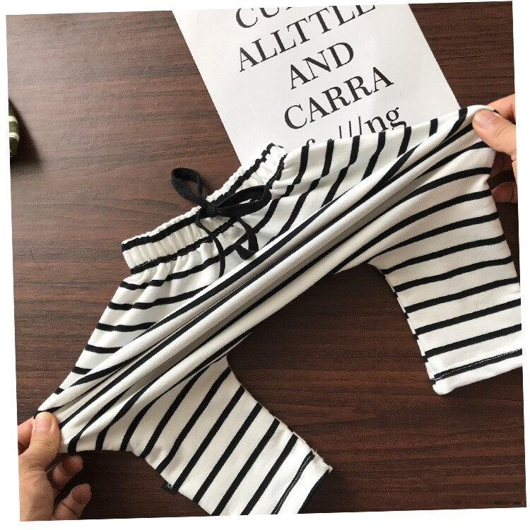 Color: White, Suit Height: 80cm - Striped harem pants