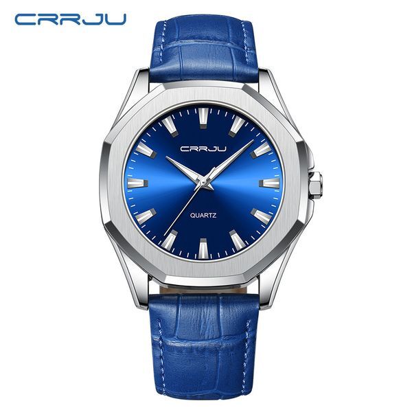 Color: Coffee x Gold x White - CRRJU/Kajun 5015 Simple Waterproof Round Unisex Leather Couple Casual Belt Watch