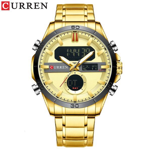 Color: Gram x Rose x Gram - CURREN 8384 Men's Multifunctional Electronic Watch Waterproof Round Sports Wristwatch