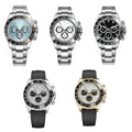 Color: Mahogany - w1_shop 41mm Automatic With Box Stainless Steel Multi-dial Waterproof Luminous Classic Generous Rubber Strap Adjustable Mens Watch Watches