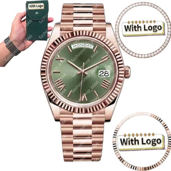 Color: BOX - LF-AAA Designer watches men rose gold day-date mossanite dia bezel watch mechanical automatic Wristwatches 41MM waterproof Stainless steel man reloj