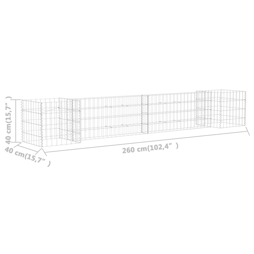 H-Shaped Gabion Planter Steel Wire 102.4"x15.7"x15.7