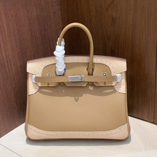 Color: Black - 100% Real Leather Women Totes Patchwork Cowhide Lace High Quality Handbag With Silver Buckle Lock Top Handle Bag 25cm Office Lady Elegant Bag New Fashion Girl Gift 3491