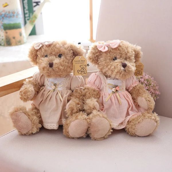 Color: Gray - Size: 80-89cm - 2pcs/pair 26cm Lovely Couple Teddy Bear With Clothes Dolls Stuffed Animal Bear Plush Toy Kids Baby Children Girl Birthday Gift 251219