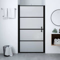 Shower Door Frost Tempered Glass 39.4"x70.1" Black