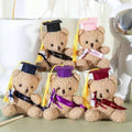 Color: Black - 12cm/4.72in Doctor Bear Plush Toy Stuffed Animal with Cap & Gown Cute Educational Gift for Students Kids Graduation S Y260202